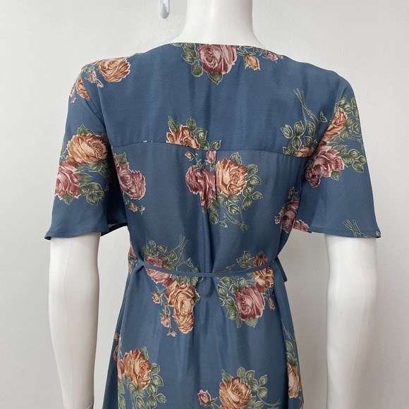 EUC Christy Dawn Wrap Around Blue Floral Dress - Picture 6 of 9